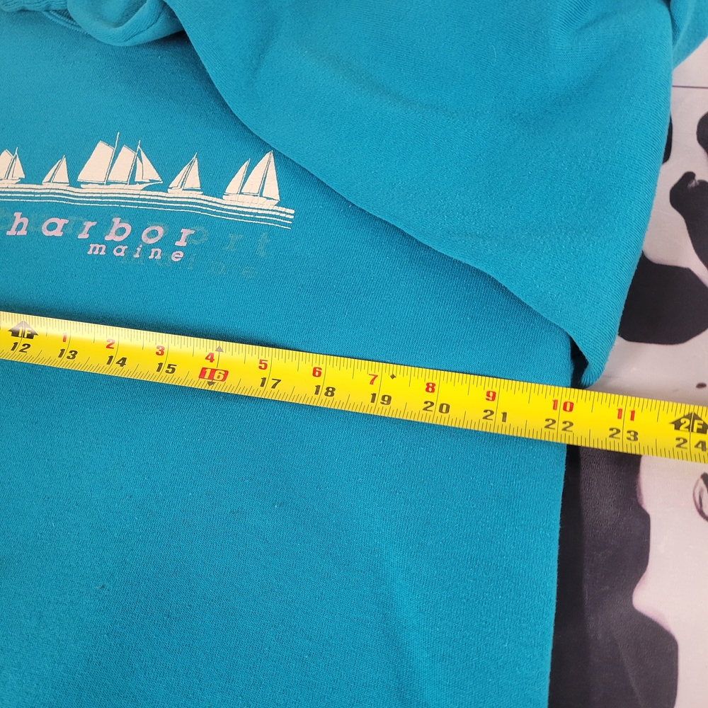 Vintage Sailing Crewneck Bar Harbor Maine, Teal XL Pullover Sweater Made In USA - Picture 5 of 7